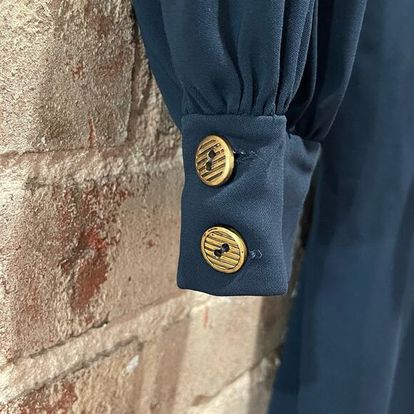 Badgley Mischka Navy Belted V-Neck Sheath Dress Size 0 - Picture 7 of 10